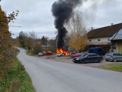 Tilannehuone Fi Auto Syttyi Palamaan Autotallissa Yliskulmalla